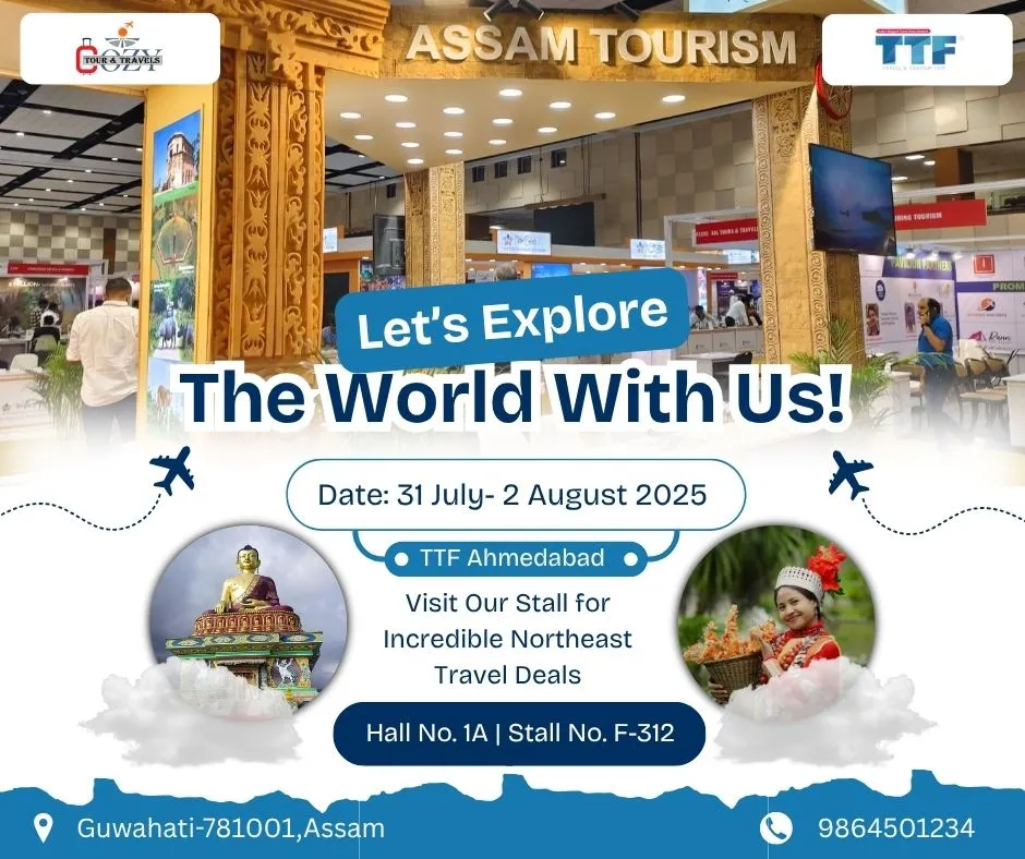 TTF Ahmedabad 2025 promotional display with Northeast India destinations