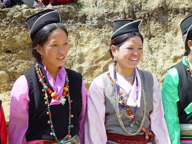 Memba tribe in traditional Tibetan Buddhist attire